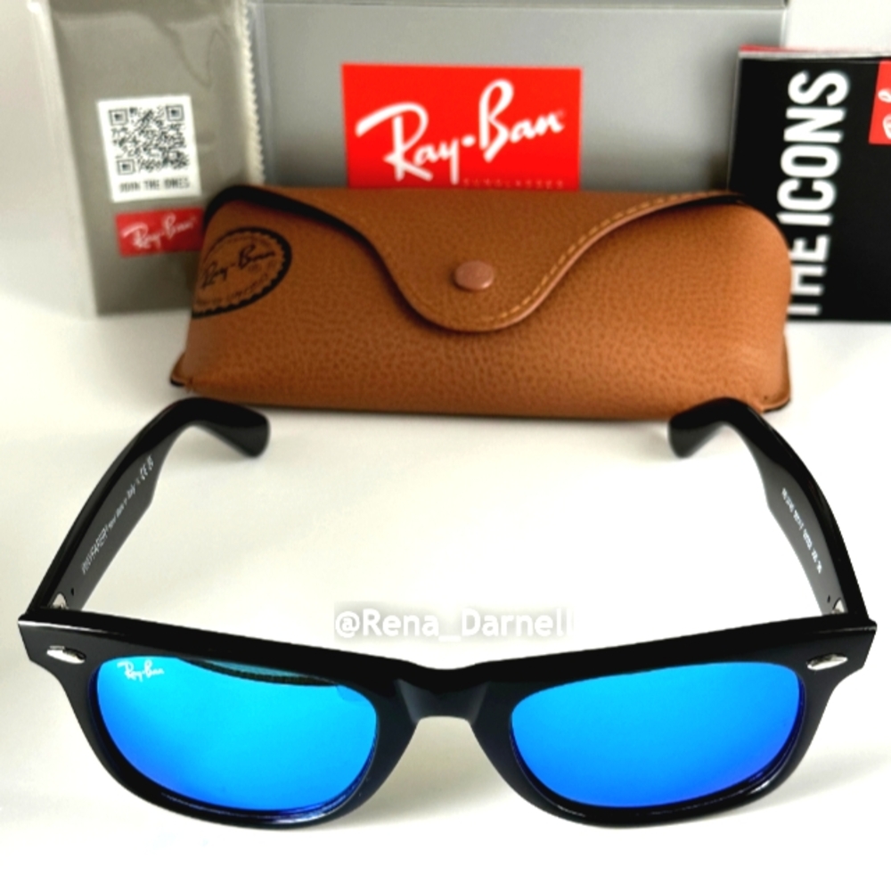 (FREE SHIPPING) RayBan Wayfarer Blue Mirror RB2140 New - Picture 5 of 16